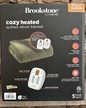 2g0563fpo-l Brookstone Sleepbetter Heated Quilted Velvet Blanket Full/queen Green Dual Ctrl