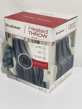Brookstone 846756066798 Ultra Soft Plush Electric Heated Throw Blanket - Charcoal