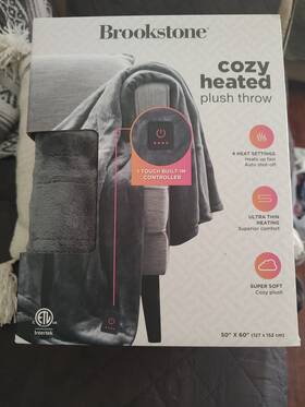 91126989 Brookstone Nib Heated Plush Throw 50 Inch X60