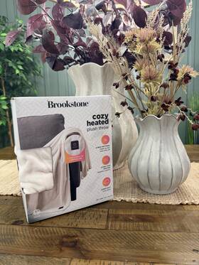 94628820 Brookstone Heated Solid Plush Throw Ivory Rare New