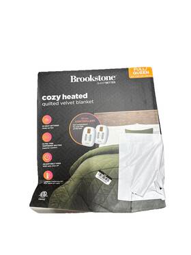 94628830 Brookstone Full/queen Heated Diamond Stitch Quilt Blanket Olive Green