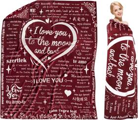 Bsrhom 313040581508 Gifts For Her Throw Blanket Valentines Day Wife Mom 100 Language I Love Yo