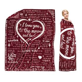 Bsrhom 748664191039 Gifts For Her Throw Blanket Valentines Day Wife Mom 100 Language I Love Yo
