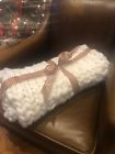 Btx6873929 Handmade Chunky Knit White Blanket Super Soft Warm And Cozy
