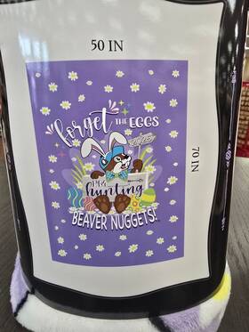 Bucees 192484122900 Buc-ees Easter 2025 Blanket 50 Inch X70 Forget The Eggs Im Hunting Beaver Nuggets