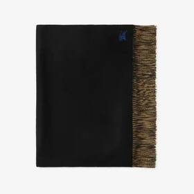 80796021 Burberry Authentic New Black Cashmere Beige Inner Frayed Edges Blanket 60% Off