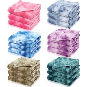 Bo-buryeah-2540 Buryeah 6 Pack 50 Inch X 70 Plush Tie Dye Fleece Throw Blankets Bulk Lightweight Winter