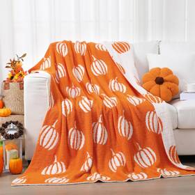 Bo-buryeah-2613 Buryeah Best Fall Pumpkin Knit Throw Blanket 50 X 60 Inch Autumn Halloween Reversible