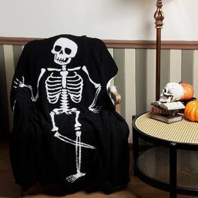 Bo-buryeah-2822 Buryeah 50 X 60 Inch Halloween Skeleton Throw Blanket Black Goth Microfiber Skull Soft