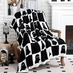 Bo-buryeah-3265 Buryeah Halloween Ghost Knit Throw Blanket 50 X 60 Inch Spooky Reversib