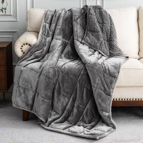 Buzio Sub-brand 313104257288 Sherpa Fleece Weighted Blanket 12 Lbs For Adults Unicolor Ultra-soft And