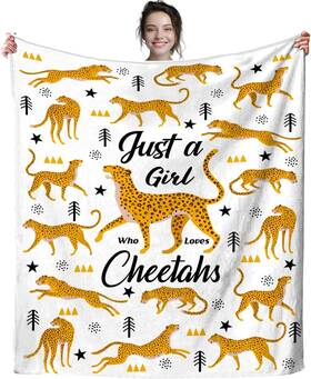 Bziotiem 646662963507 Cheetah Blanket Plush Gifts Just A Girl Who Loves Blankets Ultra Soft Co