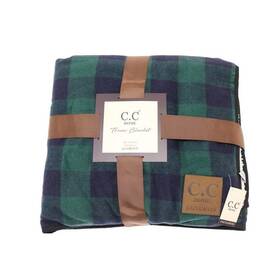 C.c Home Exclusive 843794119523 Sherpa Lined Blanket Green And Blue Buffalo Checkered Plaid Exclusives Gift