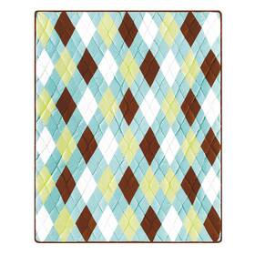 C&f Home 008246412489 Argyle Aqua Cotton Quilted 50 Inch X 60 Throw Blanket