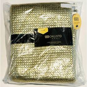 Cloud9 Callisto Home Gold Metallic Throw Blanket Chunky Knit Tan Piper 50x60 Inch Nwt