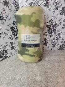 Camouflage Print Fleece Throw Blanket 50inch X 60inch Green Camo Mainstays New