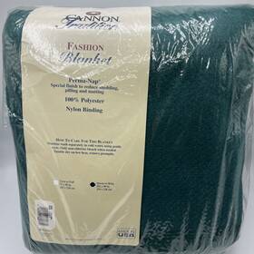Cannon 042973760772 Fashion Blanket Queen King Hunter Green Nylon Binding 102x90