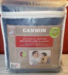 Cannon 657812128844 New Automatic Heating Heated Electric Queen Size Blanket Blue 2 Controls