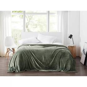 91927337 Cannon King Solid Plush Blanket Green Machine Washable Polyester Year