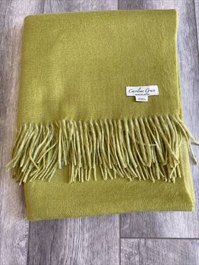120350 Caroline Grace Home Collection Wool Cashmere Light Green Reversible Throw