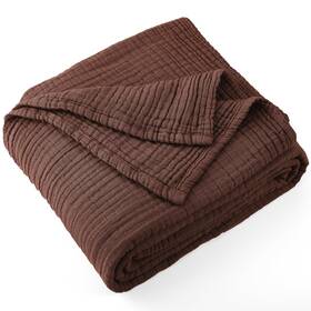Jcb-m-10 Carriediosa 100% Cotton Muslin Throw Blanket 50x70 Inch 4layer Summer Gauze Dark Brown