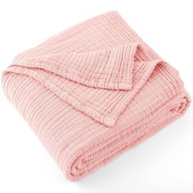 Jcb-m-l08 Carriediosa 100% Cotton Muslin Throw Blanket 70 Inch X 80 Twin Size 4-layers Summer Gauze Th