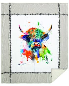 Dc138 Carstens Home Highland Cow Plush Sherpa Blanket -