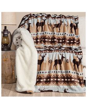Jp146 Carstens Home Buck Lake Plush Sherpa Throw Blanket -