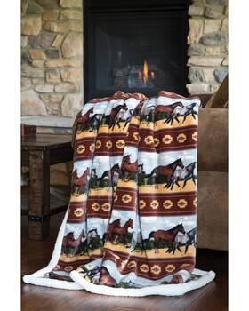 Jp524 Carstens Home Horses Western Printed Sherpa Fleece Throw Blanket Multi Jp524 Carstens Home Horses Western Printed Sherpa Fleece Throw Blanket Multi