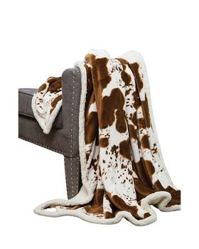 Jp880 Carstens Home Faux Hair On Cowhide Plush Sherpa Throw Blanket -