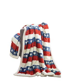Jp900 Carstens Home Americana Plush Sherpa Throw Blanket -