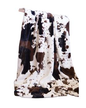 Ne640 Carstens Home Faux Fur Cowhide Plush Throw Blanket -