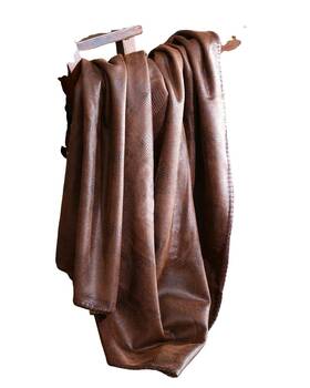 Jt600 Carstens Inc. 035731103003 Wyoming Faux Leather Throw Blanket Brown