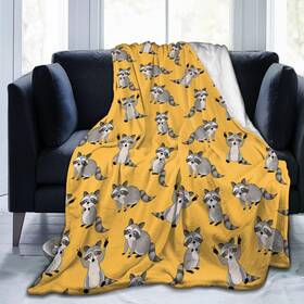 553863809ajb Carwayii Raccoon Throw Blanket - Soft Flannel Gift For Women Men Plush Sofa