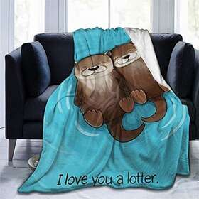 Carwayii 904522553942 Otter Blanket Gifts Sea Throw Soft Blue Flannel Lap Blank