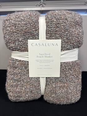 Casaluna 198420090623 Full Queen Size Multi Color Yarn Dyed Boucle Wool-blend Bedding Blanket