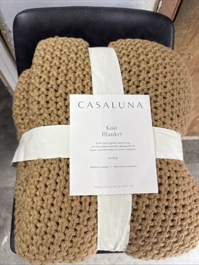 78203609 Casaluna King Chunky Knit Bed Blanket Warm Brown -