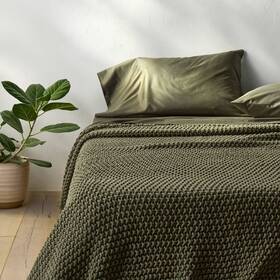 94338971 Casaluna Full/queen Chunky Knit Blanket Olive Green -