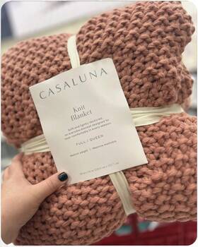 Vshf-15fq Casaluna Full/queen Chunky Knit Blanket White Medium Weight Machine Wash Cozy
