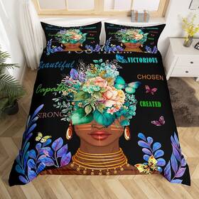 Cyjs10767zmdi-tj Castle Fairy Usf Girl African Duvet Cover Set Full No Comforter Black