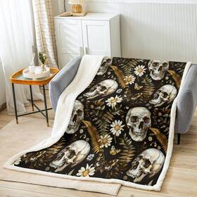 Cyjs18720zmd-mt Castle Fairy Sugar Skull Moth Throw Blanket Daisy Flower Palm Leaf Blankets For Kids Girls