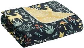 1796190 Casual Living Causal Reversible Luxe Plush Throw Floral And Striped Design 50 Inch X 70