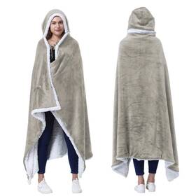 1ctbc100ca Catalonia Hooded Blanket Poncho Wearable Fleece Wrap With Pockets For Kids&adults