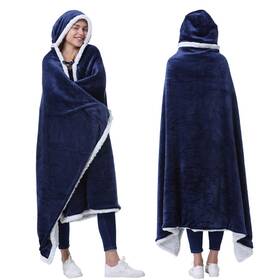 1ctbc100ny Catalonia Wearable Hooded Blanket Poncho Comfy Sherpa Fleece Cape