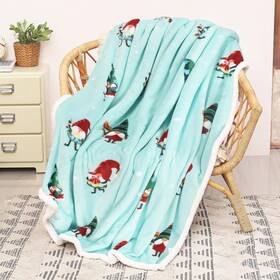 1ctbf300xmasdwarfgn Catalonia Sherpa Flannel Fleece Blanket Soft Cozy Warm Throw Sofa Couch Bed 50 X 60 In