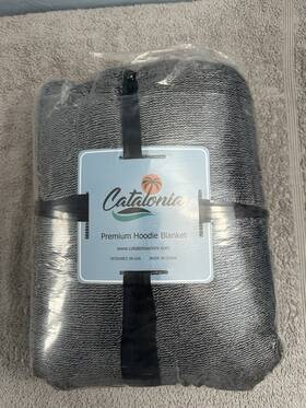1cthd200bkash Catalonia Premium Hoodie Blanket Gray One Size Hooded Warm Machine Washable