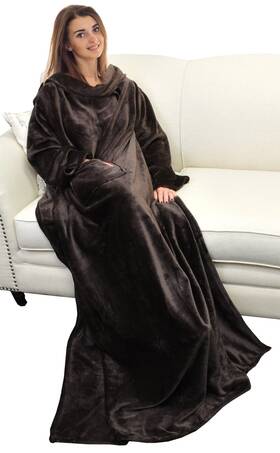 1ctsn100br Catalonia Cozy Fleece Wearable Blanket With Sleeves Pocket For Men Women