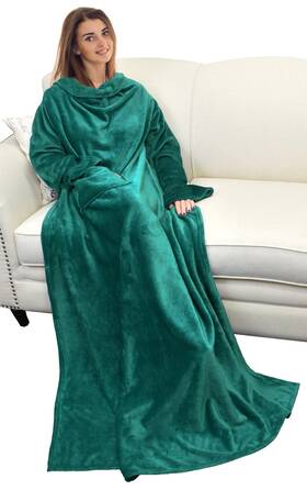1ctsn100gn Catalonia Wearable Blanket With Sleeves And Pocket Cozy Soft Fleece Mink Micro Plush W
