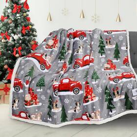 Catalonia 313105293285 Christmas Sherpa Throw Blanket Xmas Theme Throws Plush Fleece Couch