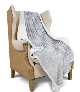 Catalonia 711531925068 Silky Soft Grey Sherpa Throw Blanket Flannel Chevron Micro Plush Fleece Thro